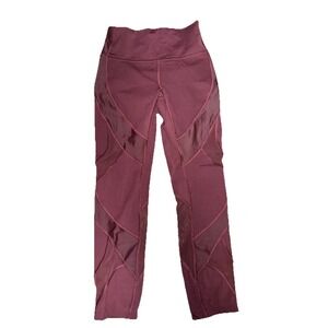 Lululemon Size 4 Wunder Under HighRise Mesh Tight 27" Burgundy Maroon Athletic